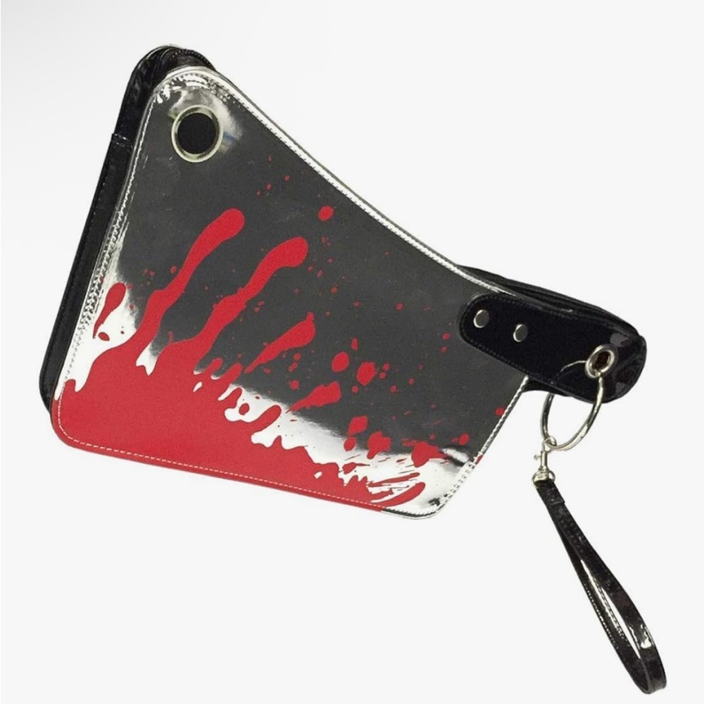 Silver and Red Cleaver Clutch - Picture 2 of 3